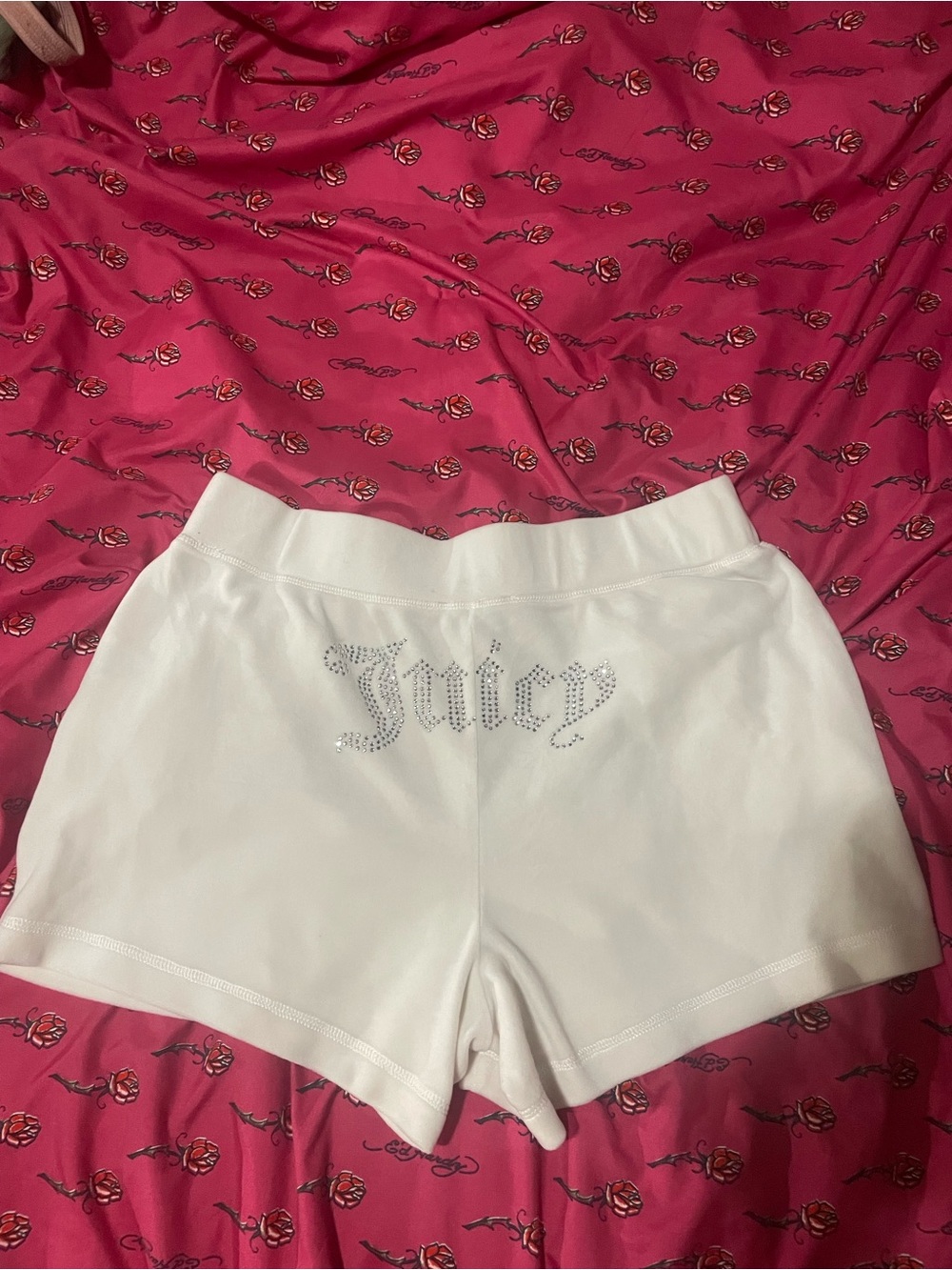 Juicy Couture White and Pink Logo Tag Cotton Top